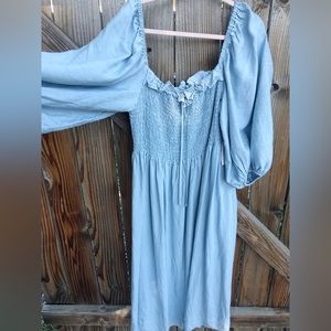 Eloquii smocked bodice chambray dress